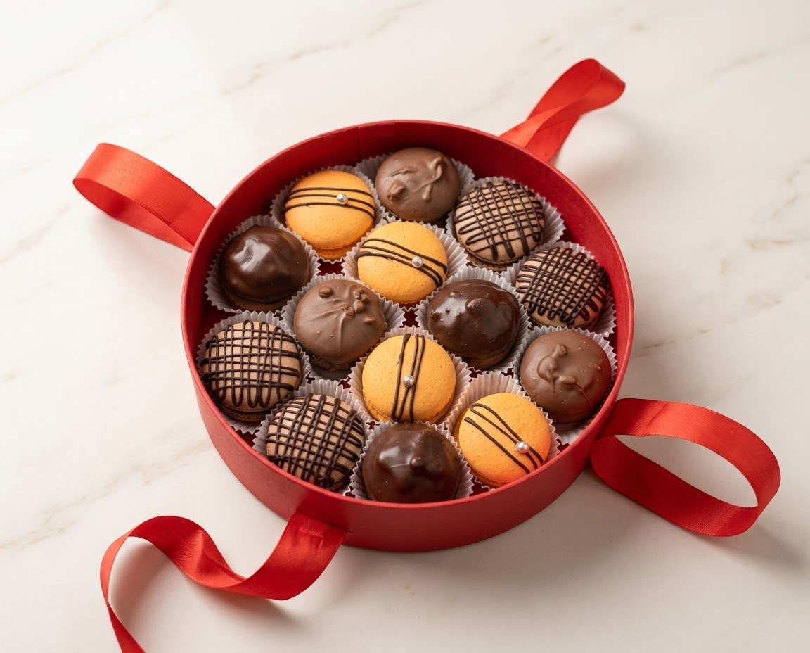 Macarooner bespoke packaging with ribbons